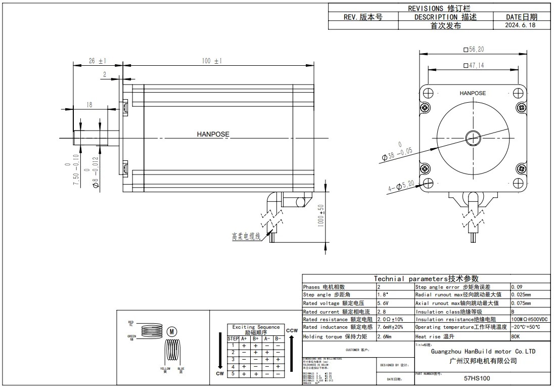 product hanposen nema23 stepper motor sewing machine 28a 126nm 56mm 23hs5628 for cnc milling machine step motor 12v-7