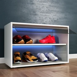 Fashion Design Custom Logo Giant Shoe Box Luxury Shoe Cabinet Rack Storage With Light