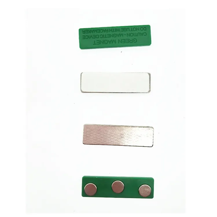 Office school supplies plastic neodimium magnets name tag holder green magnetic name badges