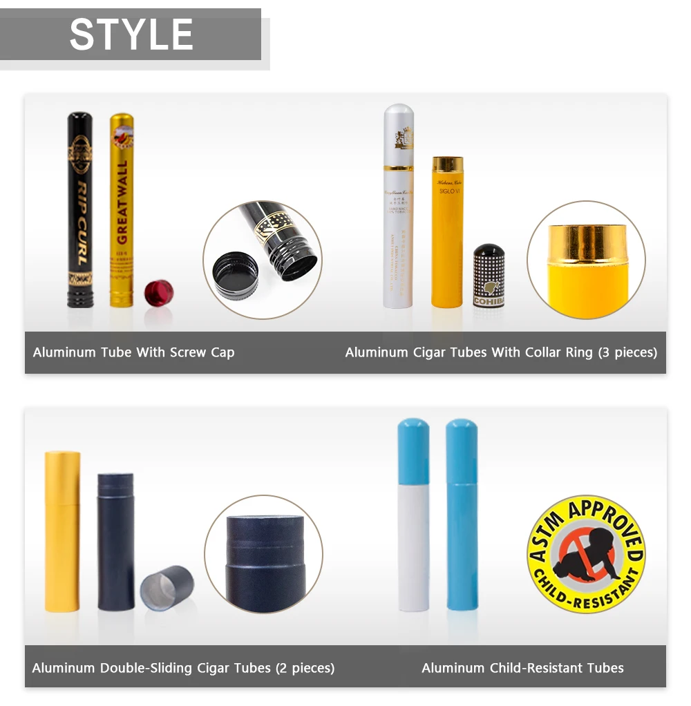 Aluminum Custom Tubes Wholesale Cigar Accessories,Single Cigar Tubes