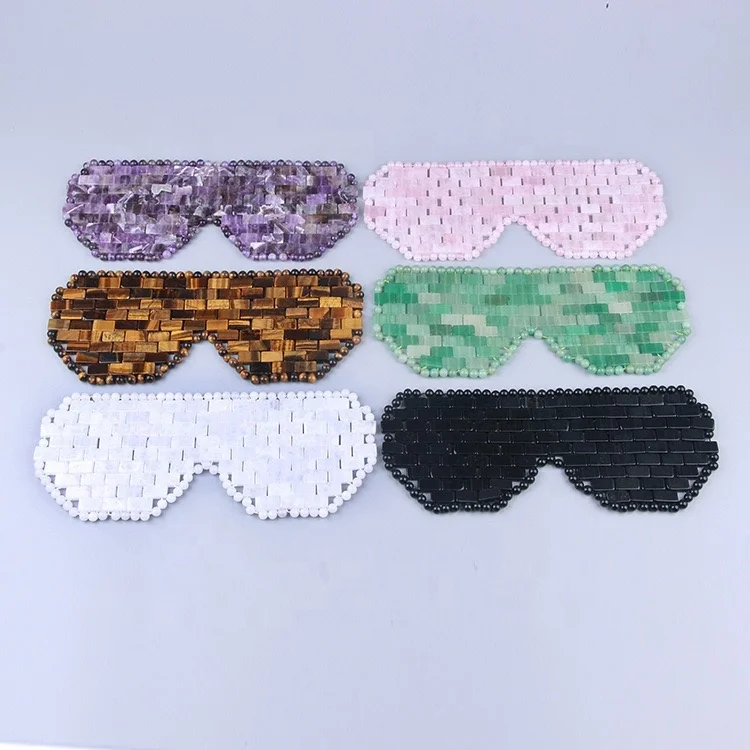 Private Label Crystal Stone Face Massager Eye Care Natural Jade Eye Mask Sheet Rose Quartz Eye Mask