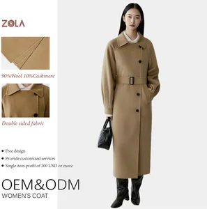 Single Breasted Women's Long Elegant Woolen Blend Cashmere Coat Casual Clothing for Winter