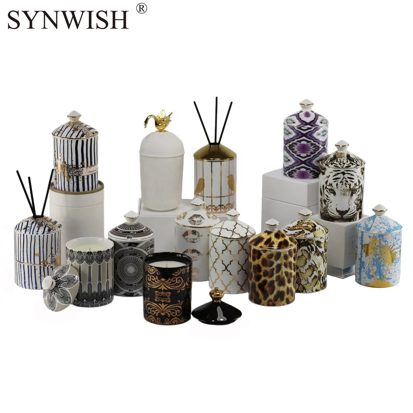 Synwish Wholesale Handmade Ceramic Candle Jar Luxury Container with Lid And Window Box Packaging details