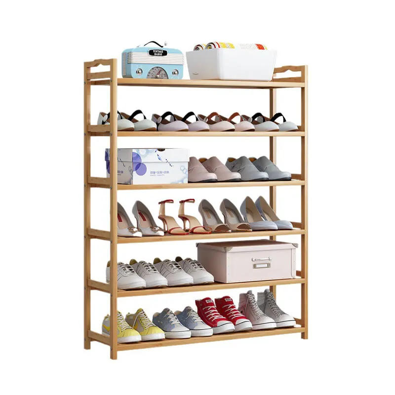 Сучасна багаторівнева бамбукова полиця для взуття, 6 полиць, регульована, розсувна, складана конструкція, місткість на 11 пар, для меблів вимальні