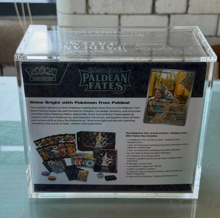 Jihong Modern Pokmon Paldean Fates Pokemon Center ETB NEW & SEALED in  ACRYLIC CASE for Advertising and Storage