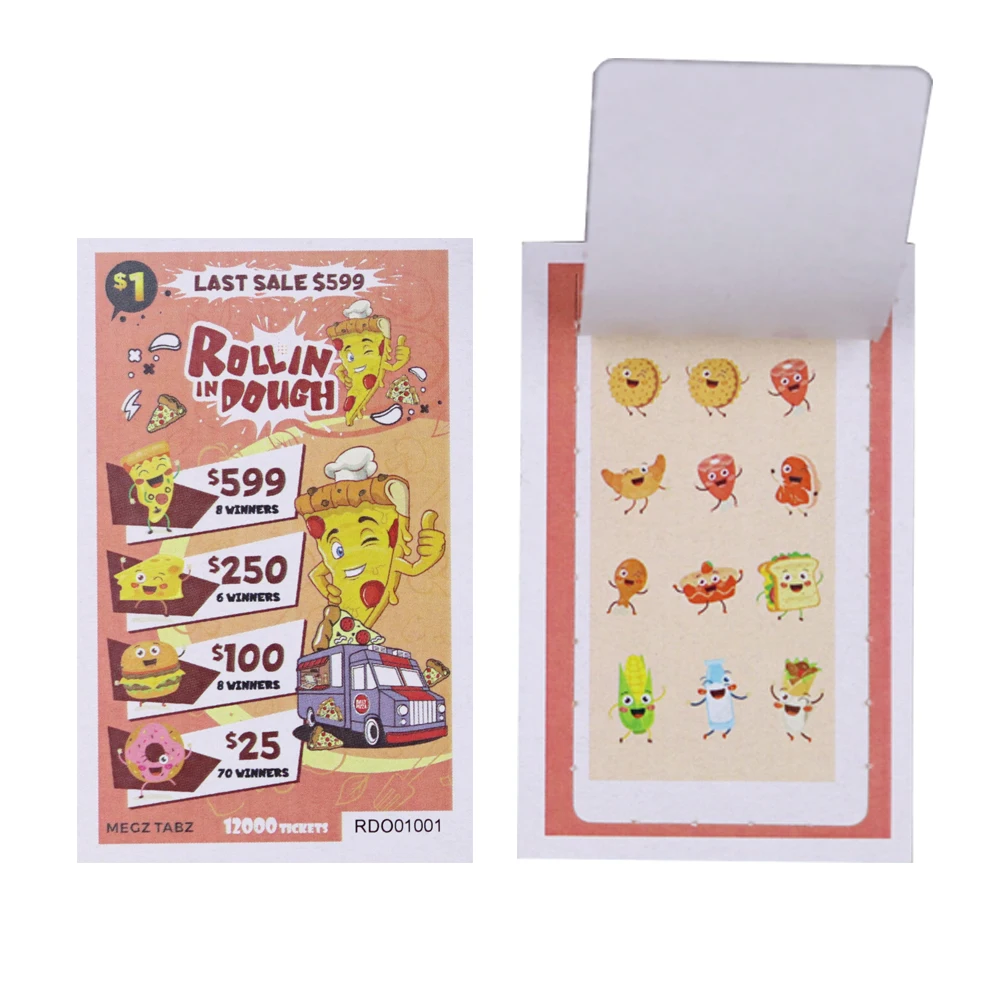 Popular  Custom Paper CMYK Printing One Window Pull Tab Tickets  Tear Off Open Scratch Card High Quality Lottery Ticket