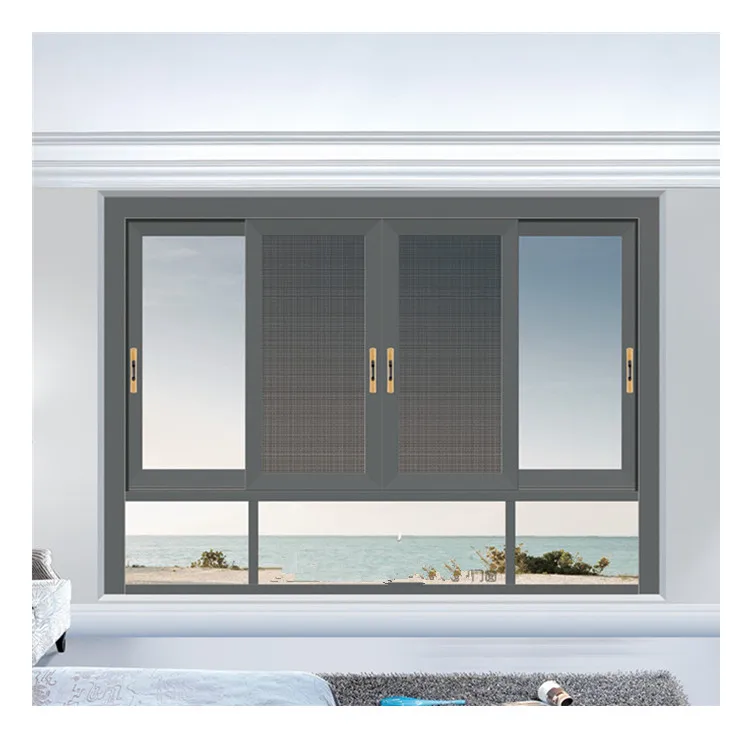 Французские раздвижные окна простые двери дизайн спальни алюминиевые раздвижные окна с москитной сеткой