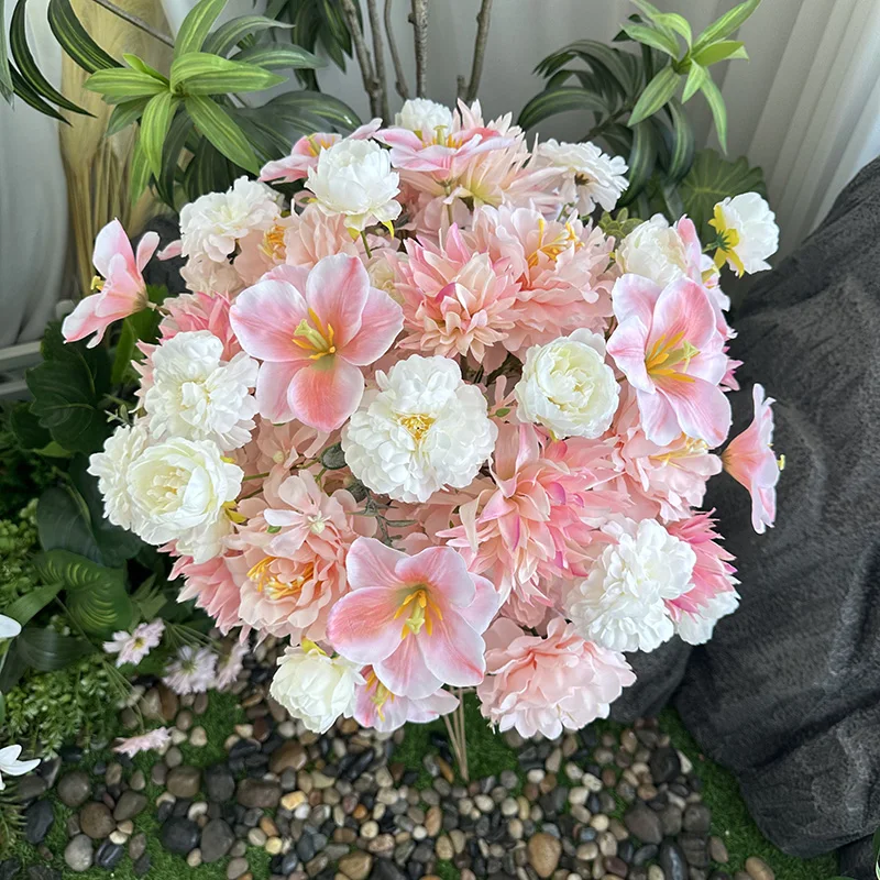 product hot sale large pink artificial flower ball high quantity customizable for wedding centerpiece party guide decorations-56