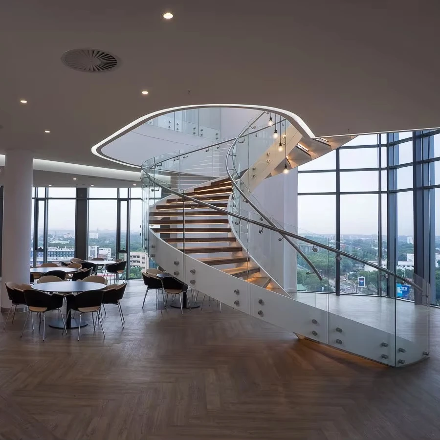 Modern Design Large Steel Villa Stairs Easy Installation Indoor/Outdoor Arc Spiral Staircase for Hotels and Apartments