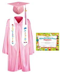 Vestido De Graduación Para Niños Y Niñas - Bata Con Sombrero Y Borla, Unisex, Tallas 4-10 Años, Varios Colores (Rosa, Talla 8)