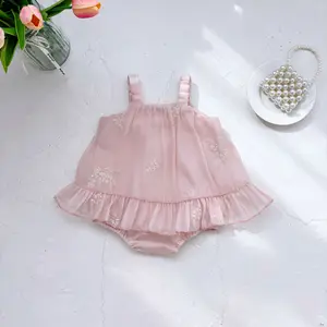 Summer Infant Embroidered Tulle Dress Baby Girls Trendy Casual First Birthday Princess Outfit Baby Romper