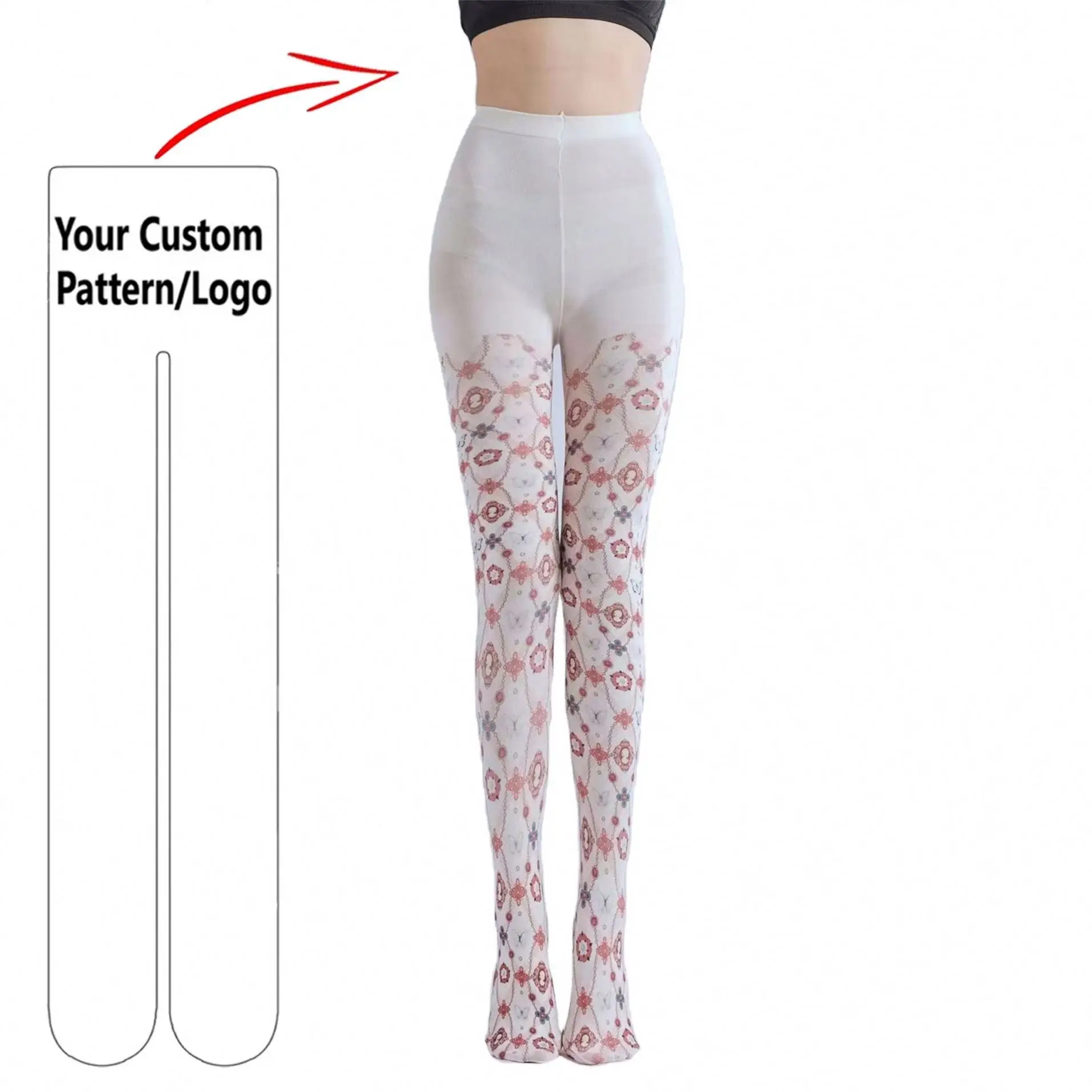 Custom the 2-D World Print Pantyhose With COS Pattern Leggings Lolita Girls Wear Stockings