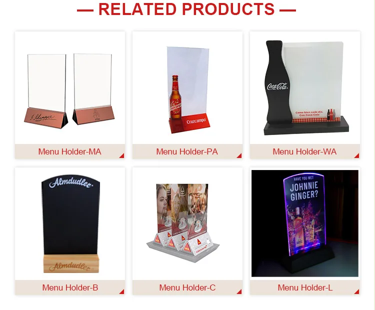 Nihao Customized Led Table Menu Display Stand Holder For Indoor Use