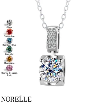 Hot Selling 925 Sterling Silver 1CT D VVS Cut Moissanite Pendant Necklace for Women Luxury Female Four-Claw Bull Chain Direct