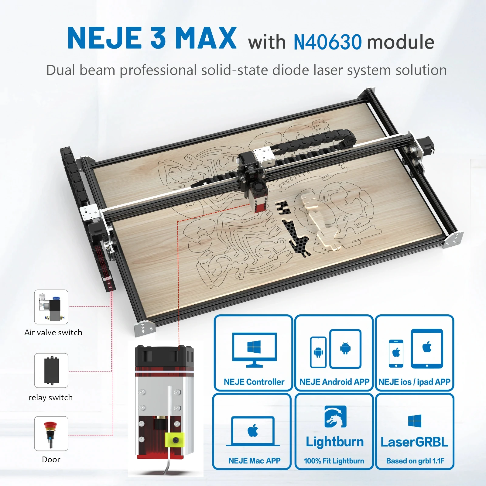 NEJE 3 Max 30W Diode Laser Engraving Machine - CNC 460x810mm