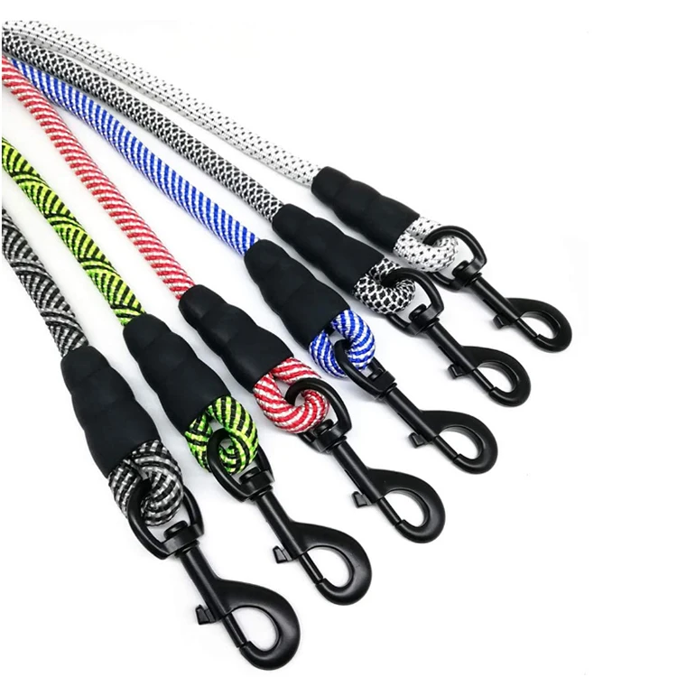 High quality Eco-Friendly nylon round colorful rope dog leash lead for pet dog