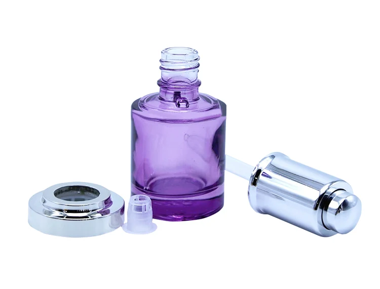 Portable 20ml 30ml 50ml Serum Essential Oil Dropper Bottles With UV Plating Cap