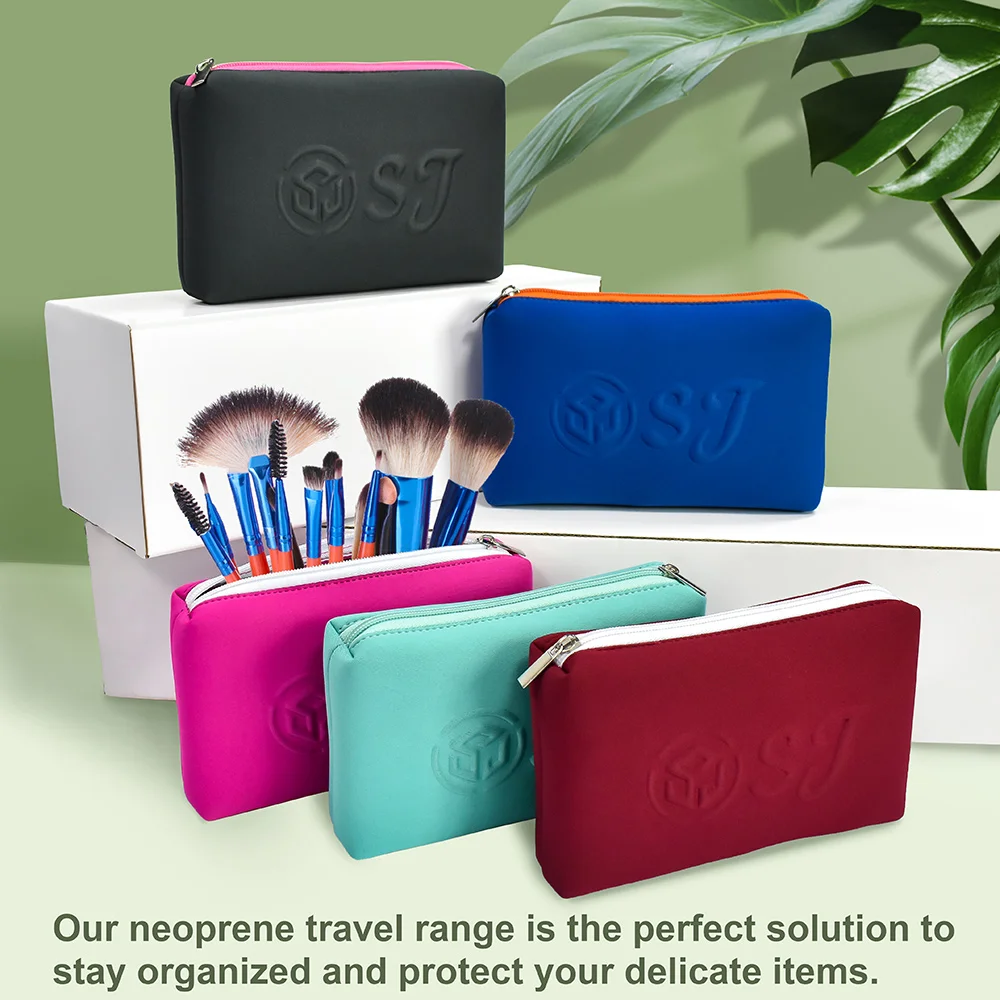Custom logo Waterproof Purple Cosmetic Organizer Bags Small Travel Makeup Storage Bag Neoprene Zipper Pouch supplier