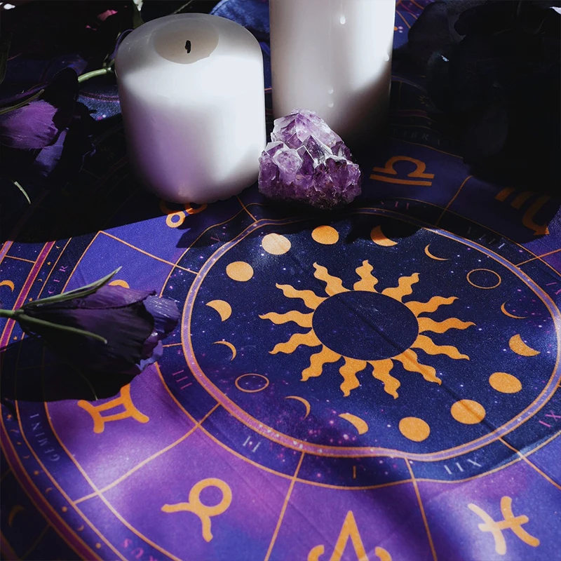 Zodiac Tarot Altar Cloth Deck Tarot Reading Cloth Boho Decoration - Main Image