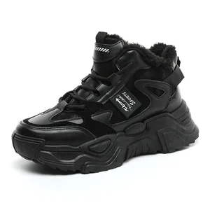 2023 CK819-5 New Winter Sports Shoes Korean Casual Style Plush Thick Sole Waterproof Flat Lace-Up Elevated Warm Board Shoes for