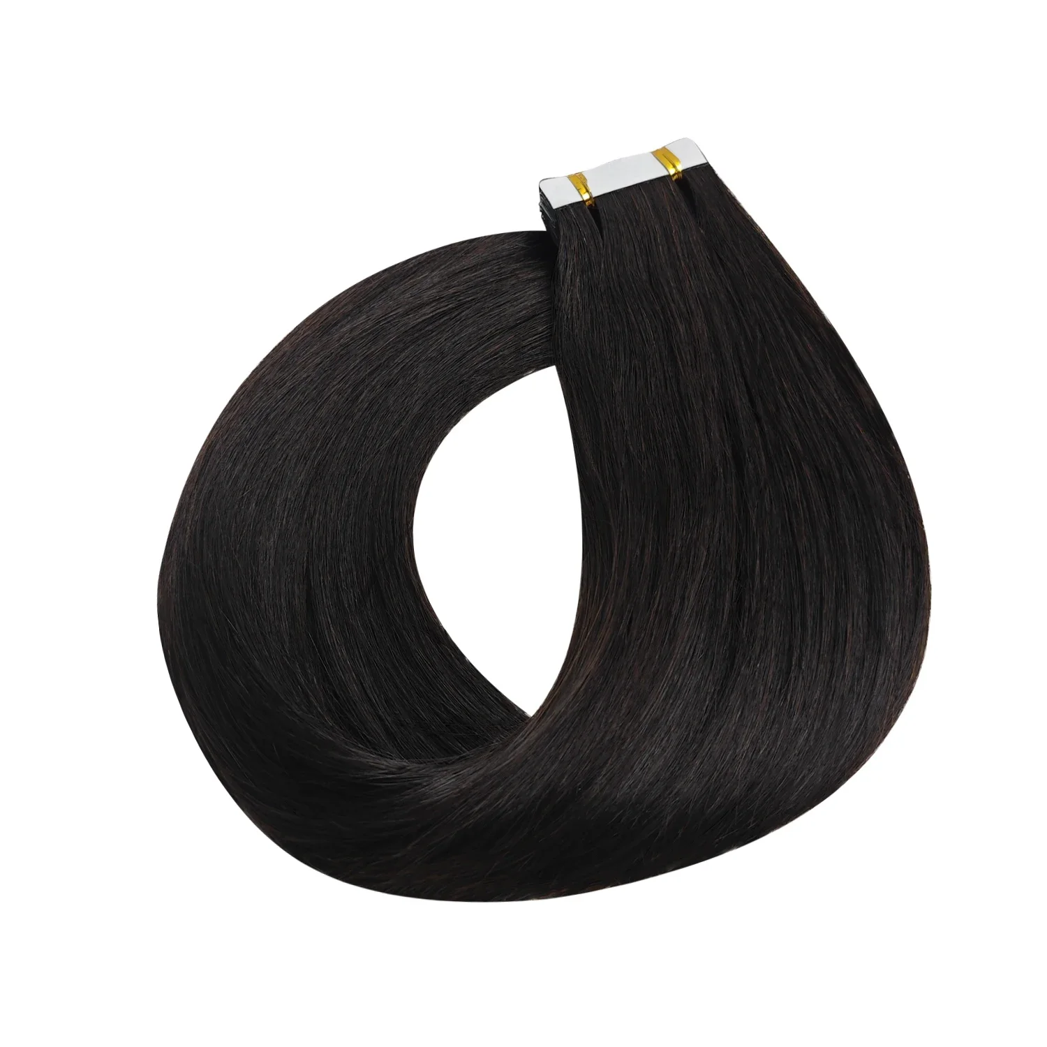 Echthaar-Extensions, 40,6–66 cm, Naturschwarz, Nr. 1, 100 % Remy-Hauttresse, selbstklebend, zum Aufkleben für den Salon, hohe Qualität_voghion.com