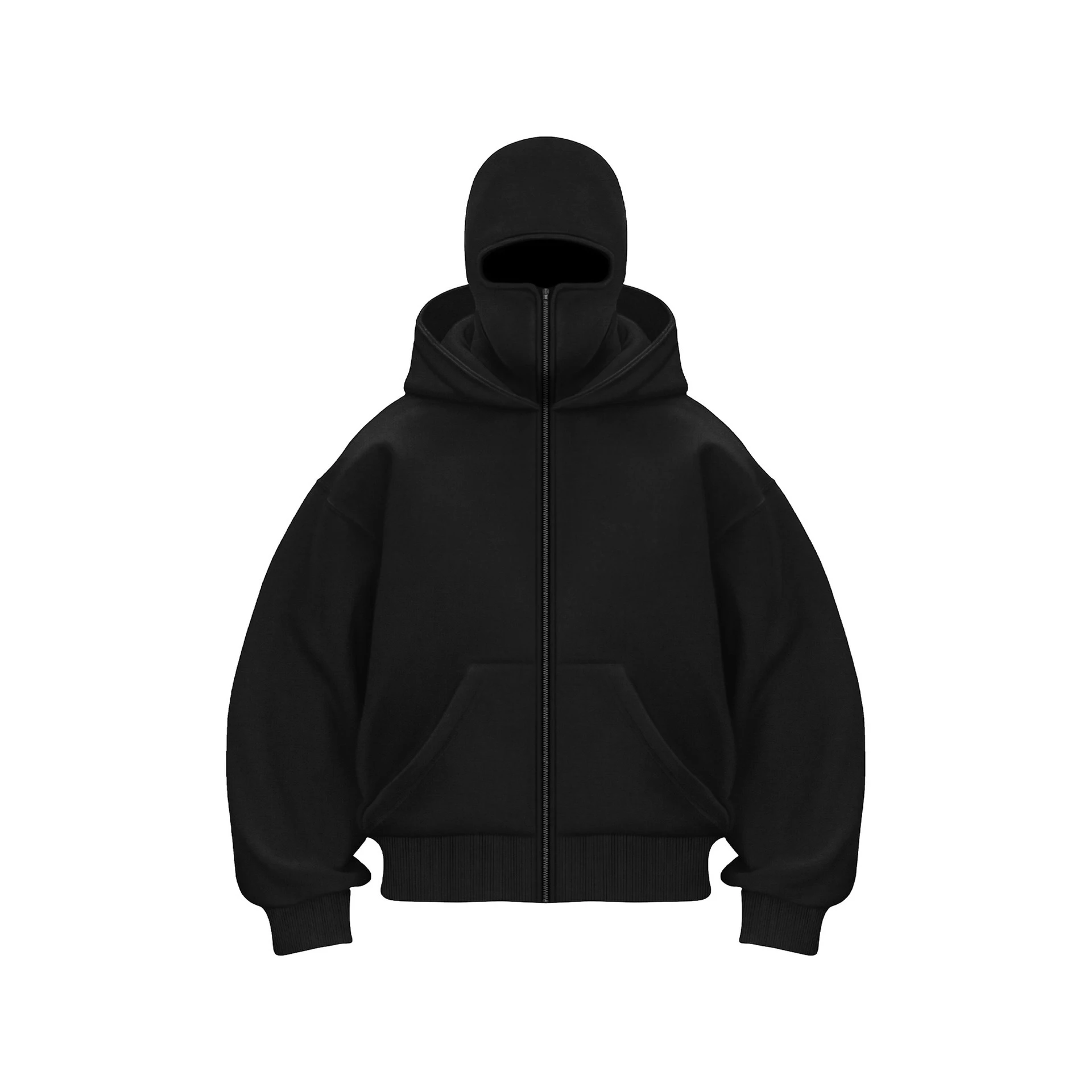 OEM High Quality Custom Mask Ninja Hoodie Embroidery Sherpa Fleece Zip up Sweater Men's Hoodies Sweatshirts Hoodie for Men