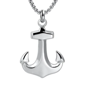 Tizti Jewelry Men's Stainless Steel Necklace High-Polished Fashion Design Classic Style Personalized Anchor Pendant Necklace
