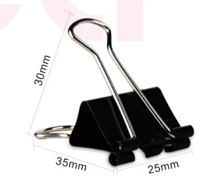 Маленький минимальный заказ, высококачественный черный никелевый металлический зажим для бумаги разных размеров, зажим для документов