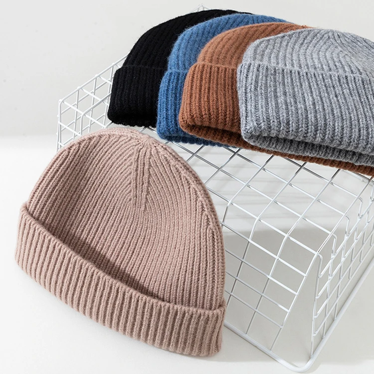 Warm Thicken Cashmere Mens Women's Fashion Winter Hats Logo Knitted Wool Beanies Unisex Winter Cap