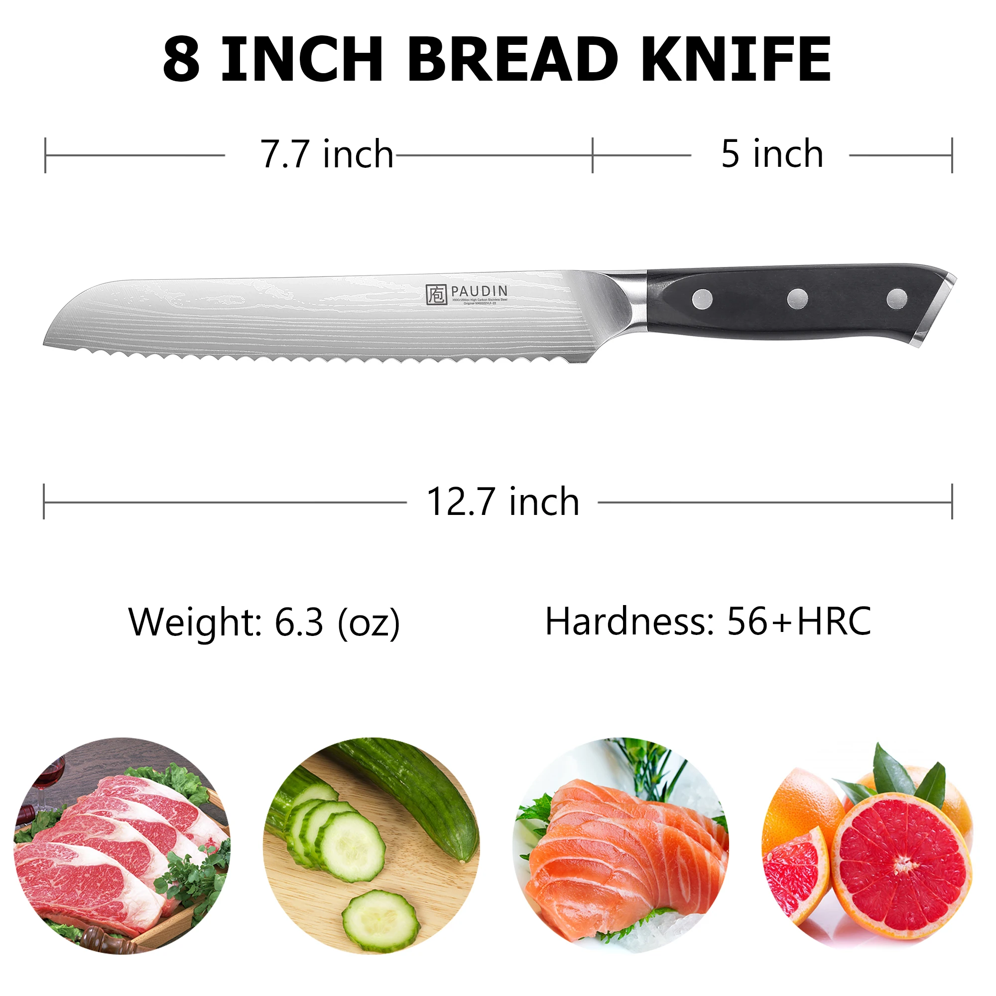 Q2 New Design 8 Inch Chefs Knife 5cr15mov Steel Wave Pattern Blade ...