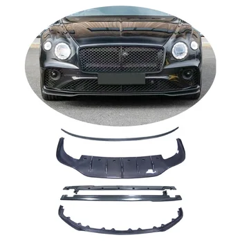 For 2020 Bentley Continental GT W12 100-year Limited style Carbon Fiber Body kit Front Bumper Lip Side Skirts Diffuser Spoiler