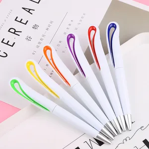 Manufacture Wholesales Popular Customized Logo Imprint Good Quality White Promotional Plastic Ball Pen Logo