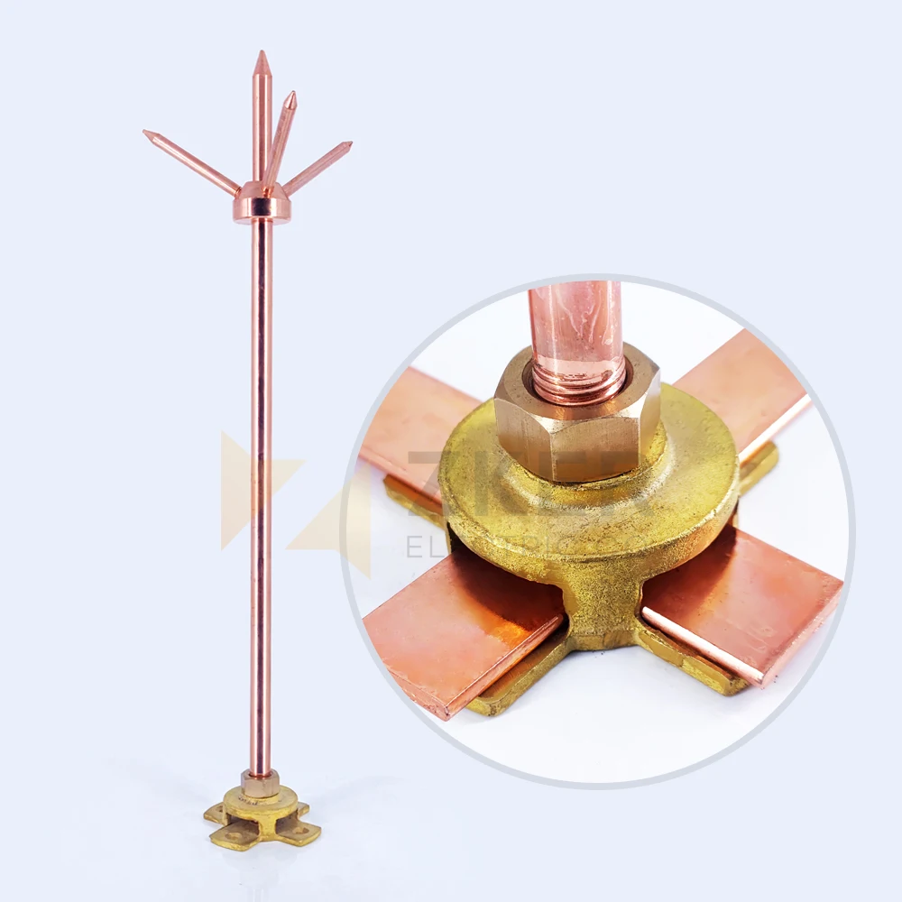 Franklin Air Terminal Rod Pararrayos Copper Lightning Rod Protection System for Building Thunder Arrester Price