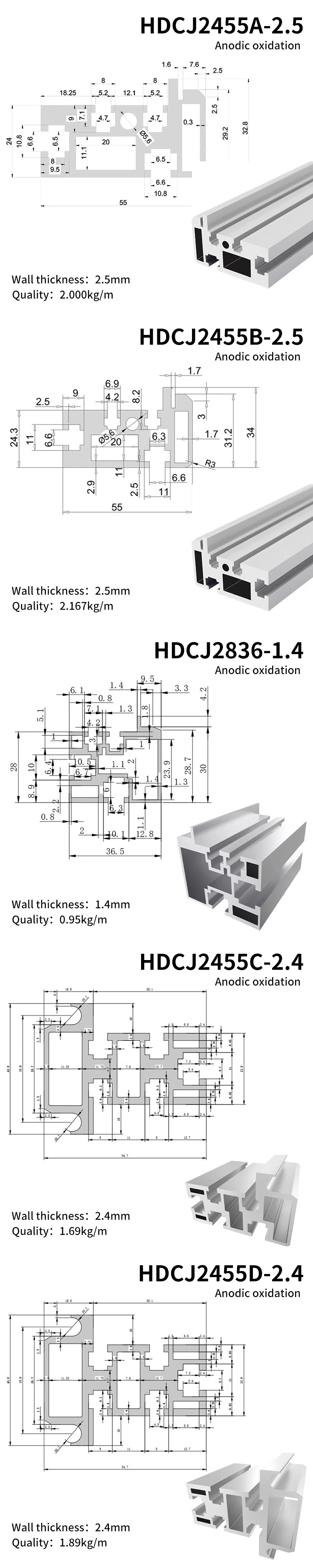SMT Standard Conveyor Belt Aluminum Profile 2455 Docking Station Guide Rail Aluminum Flat Belt Rotary Hole Cutting Service factory