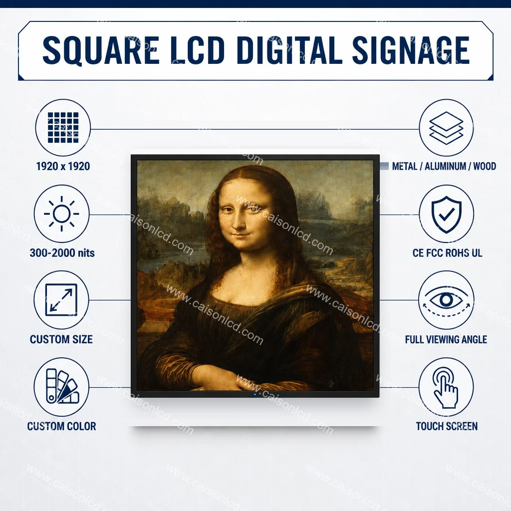 product 445 inch 855x855mm resolution 1902x1902 compatible android art galleries portrait displays museums square display-2