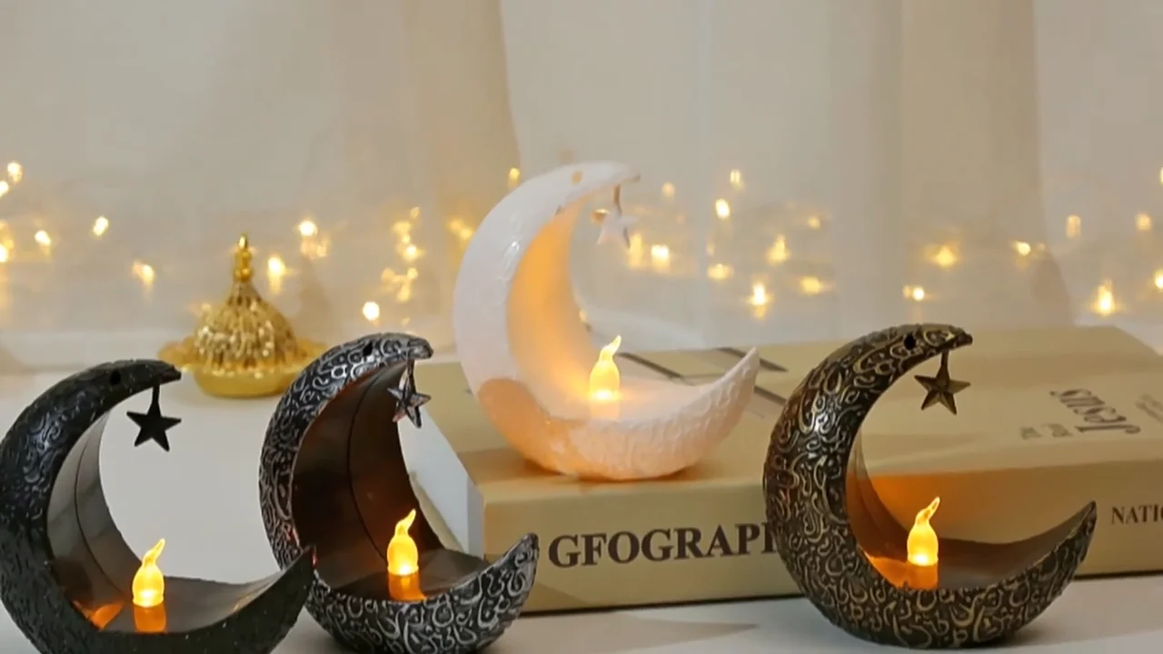 Eid Mubarak Incense Burner Middle East Arab Crescent Shape Resin Censer