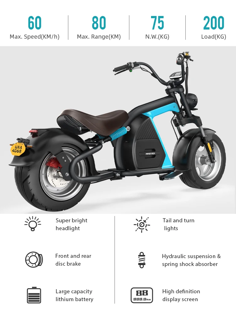 Citycoco 2000w Electric Chopper Motorcycle Scooter Eu Warehouse - Buy ...