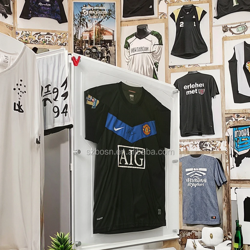 OEM Factory Wall Hanging Clear Acrylic Football Shirt Frame Eco-Friendly and Recyclable for Display