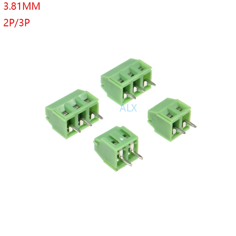 3.81-2P 3P 3.81MM pitch straight pin pcb screw terminal block connector 2PIN 3PIN green 3.81 2P 3 PI