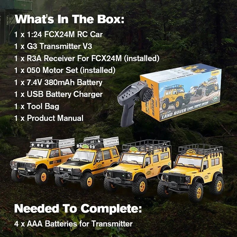 Carrinho RC FMS 1:24 FCX24M Land Rover Camel Trophy - Pronto para Uso