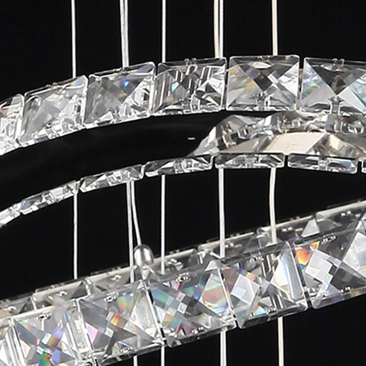Modern Luxury 360 100 Stainless Steel Crystal Pendant Lighting Customizable for Hotel Lobby Stairwell Living Room