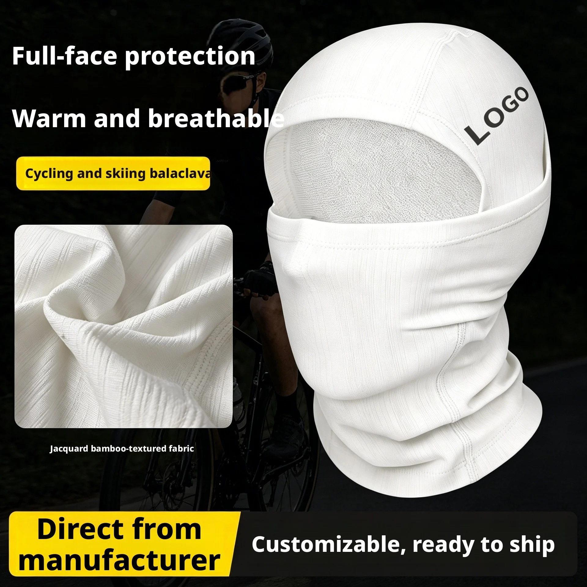 Custom Logo Balaclava Full Face Ski Cycling Mask Windproof Warm Seamless Jacquard Fabric Breathable Manufacturer Wholesale_voghion.com