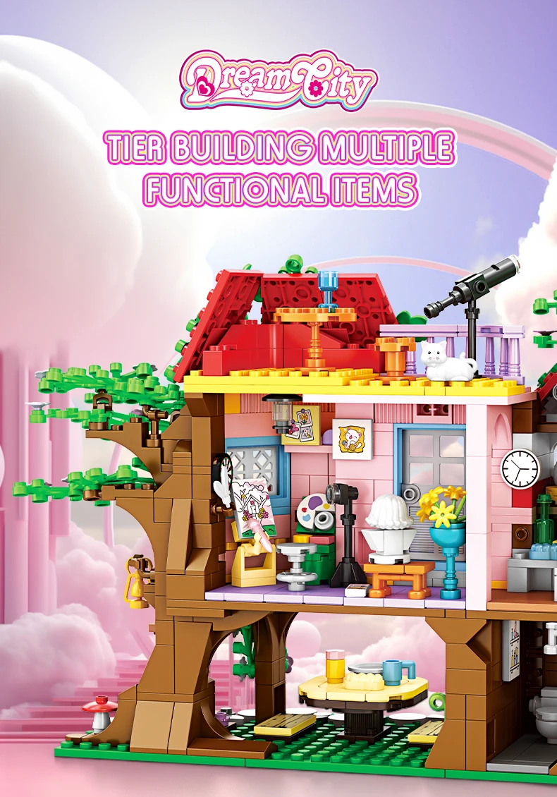 Woma Toys Hot Educational Toy Block 840 Pcs Forest Tree House Block