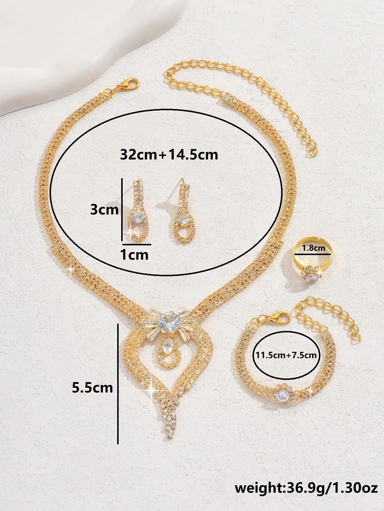 Elegant Bridal Jewelry Set with Rhinestones