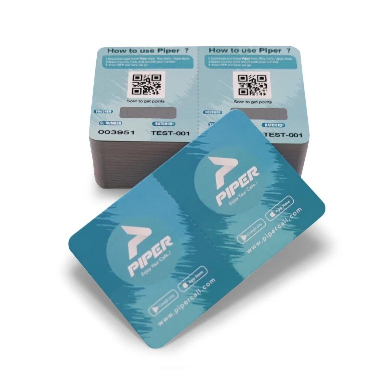 High Quality Printing Custom Paper  Recharge Prepaid Calling Multi PIN Code Scratch Cards