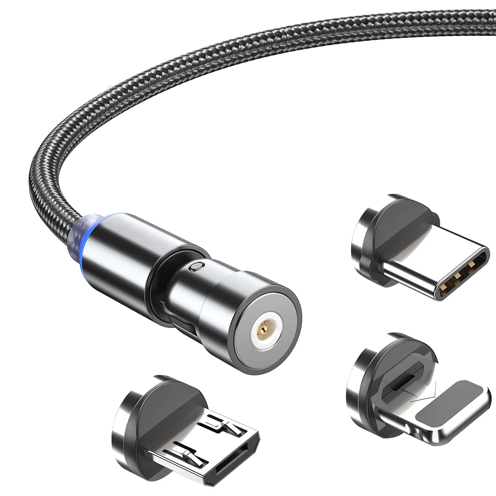 Нейлоновый плетеный 3 в 1 быстрое зарядное устройство магнитное для Lightning Type c Micro Usb кабель
