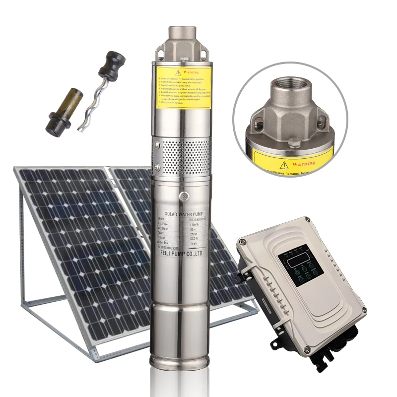 100 m Deep Well Solar Water Pump Solar Dc Brushless Solar Bore Pump Kit 3 Inch Submersible Solar Powered Deep Well Pump