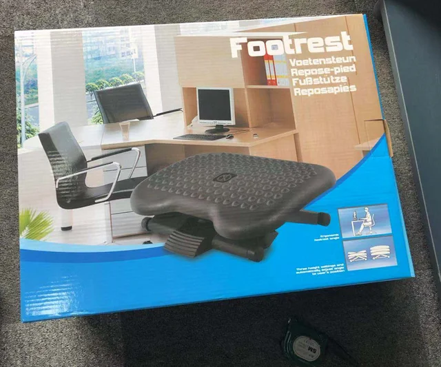 Adjustable Under Desk Footrest,Ergonomic Foot Stool for Under Desk at Work  with Massage,3 Height Position 30 Degree Tilt Angle Adjustment,Back Pain  Pressure Relief Leg Circulation Office Work Gift 