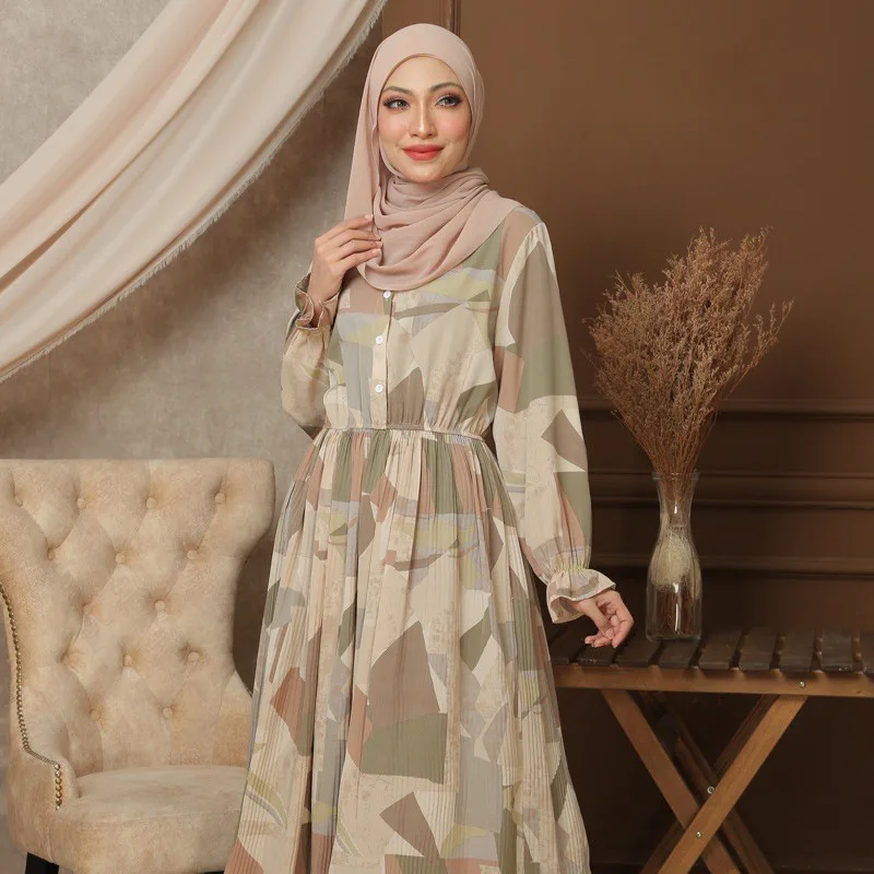 Indonesian Malaysia Women Clothing Long Dress Arab Lady Robe Muslim Long  Skirt Elegant Print Skirt