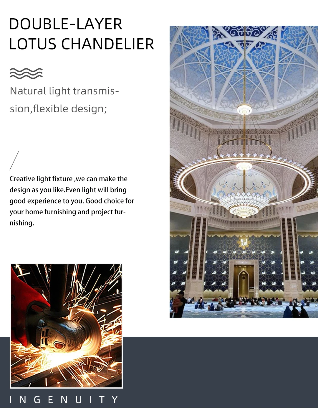 cpl 010 bespoke grand mosque chandelier  oversized islamic led lighting for masjid prayer hall  palace-2